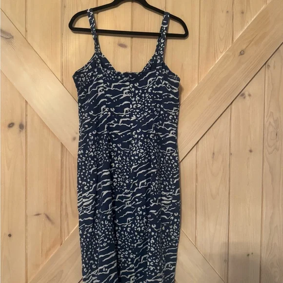Tanya Taylor Navy and White Printed Midi Dress - Picture 6 of 7
